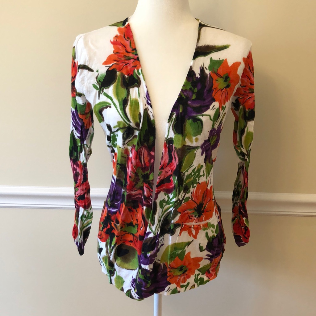 Anthropologie Guinevere Floral Open Cardigan Size Medium